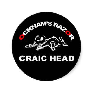Ockham's Razor Craic Head Bunny round sticker