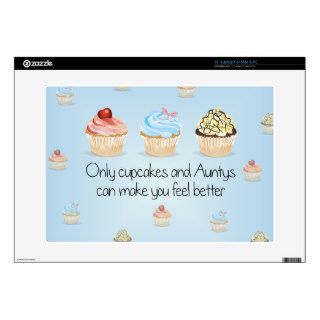 For Aunt Cupcake Trio Gift on Baby Blue Background Decal For Laptop
