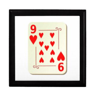9 of Hearts Playing Card Trinket Box