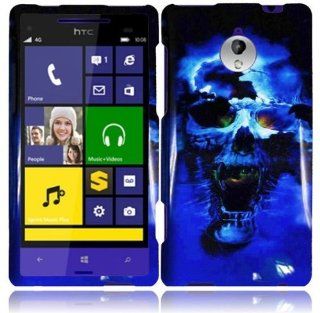 VMG For HTC 8XT (Sprint Version Only) Cell Phone Graphic Image Design Hard Case Cover   Black Blue Skull Cell Phones & Accessories
