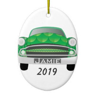 Green Mean Retro Car Boy's Birthday Ornament