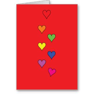 Floating Hearts on Red   Blank, Tall Cards