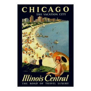 Illinois Central ~ Chicago ~ Vintage Train Travel Posters