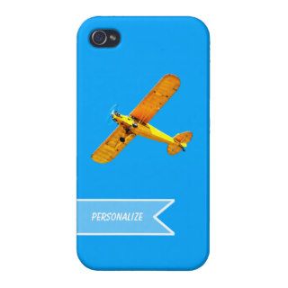 Yellow Retro Flyer Airplane With Name iPhone 4 Covers