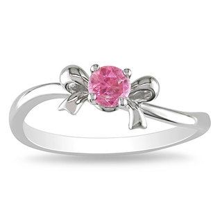 Miadora 10k White Gold Pink Diamond Bow Ring Miadora Diamond Rings