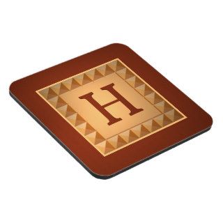 Letter H Parquetry Wood Look Initial and Pattern Drink Coasters