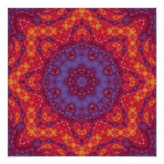 Batik Sunset Watercolor Mandala Poster