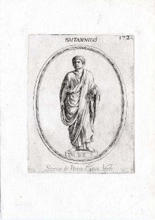 Rare Antique Print BRITTANICUS SON CLAUDIUS Pl. 172 Agostini Battista 1657   Etchings Prints