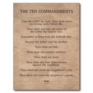 The Ten Commandments Post Cards