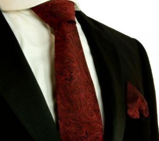 100% Silk Mens Tie a. Pocket Square by Paul Malone . Burgundy at  Mens Clothing store