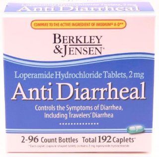 Berkley and Jensen Anti Diarrheal Medicie Loperamide Hydrochloride Tablets 2 mg 192 Caplets Per Order Health & Personal Care