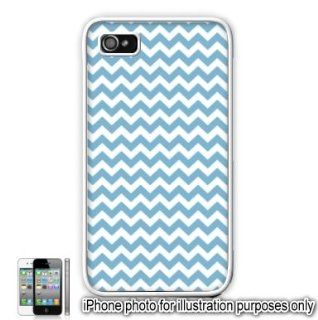 Sky Blue Mini Chevrons Pattern iPhone 4 4S Case Cover Skin White Cell Phones & Accessories