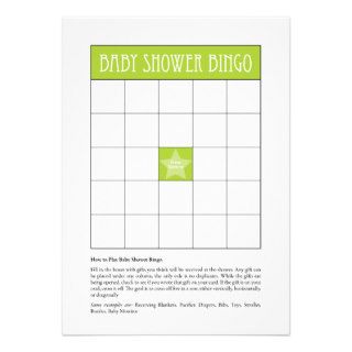 Baby Shower Bingo   Green Custom Announcements