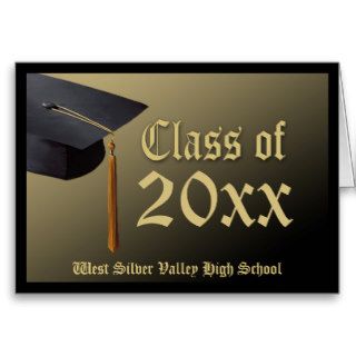 Personalized Black + Gold Graduation Announcement Card