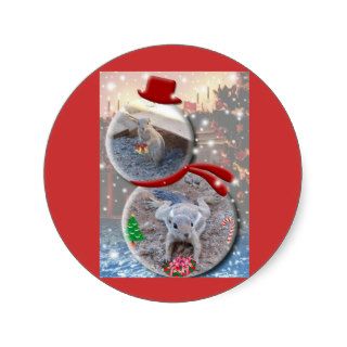Cute Christmas Squirrels Snowman Design Stickers