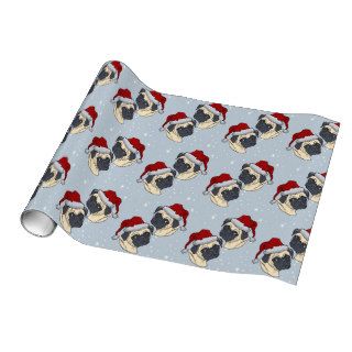 Christmas Santa Pug Dog Gift Wrap