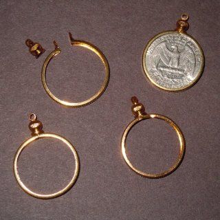 25 cent / USA QUARTER Coin Holder Bezel Goldtone ~ for charm, necklace, pendant, display (Pack of 4) 