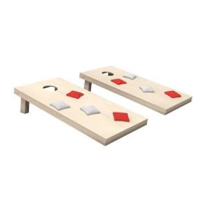 Wooden Cornhole Toss Game Set with Red & White Bags 157215