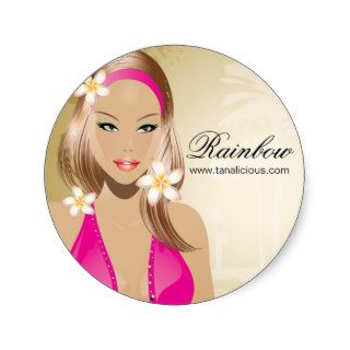 Tanning Salon Sticker Pink Woman Gold