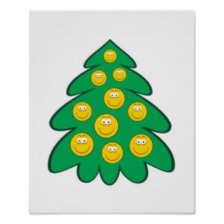 Christmas Tree  Smiley Face Print