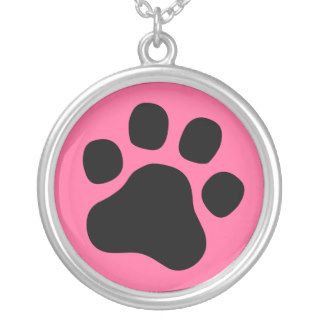 Paw Print   Black / Pink (any color) necklace