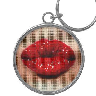 Women Kissing Lips Keychain