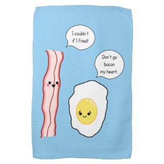Cute Bacon and Egg Cartoon Hand Towel