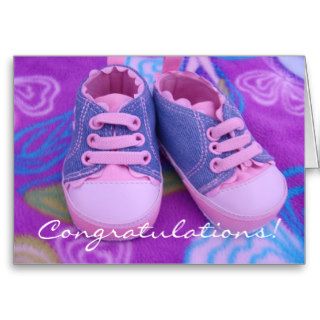 Congratulations greeting cards Pink Baby Shoes