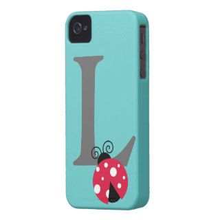 Monogram initial letter L cute ladybug custom Case Mate iPhone 4 Case