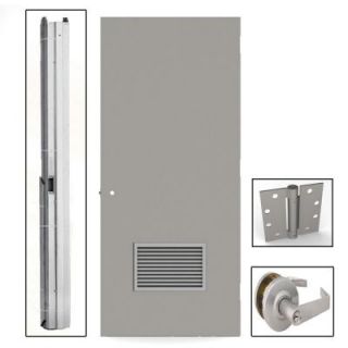L.I.F Industries 36 in. x 80 in. Left Hand Firerated Louver Door Unit with Knockdown Frame UKR3680L