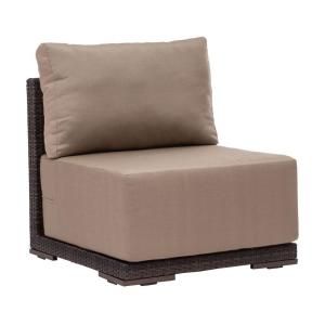 ZUO Park Island Brown All Weather Wicker Patio Middle Chair with Brown Cushions 703022