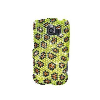 LG Optimus S LS670 Bling Gem Jeweled Jewel Crystal Diamond Yellow Leopard Skin Cover Case Cell Phones & Accessories