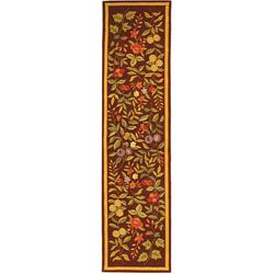 Hand hooked Botanical Burgundy Wool Runner (2'6 x 8') Safavieh Runner Rugs