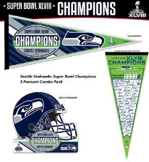 Seattle Seahawks Super Bowl XLVIII Champions Pennant (Combo Pack)  Sports & Outdoors
