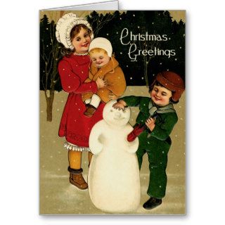 Snowman Vintage Christmas Card