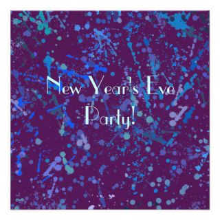 New Year’s Eve Party, Action Painting  Art Personalized Invitation
