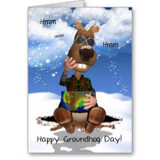 Groundhog Day Greeting Card Groundhog Thinking