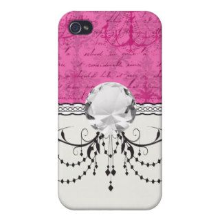 pink chandelier vintage writing background cover for iPhone 4