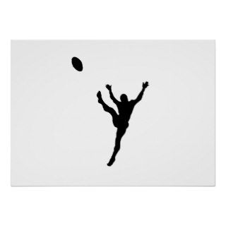 Rugby Player Kicking Silhouette Poster