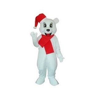 White Christmas Bear Mascot Adult Costume Adult Sized Costumes Clothing