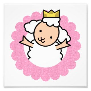Baby Baa Lamb with Birthday Crown   Rosette Photo Print