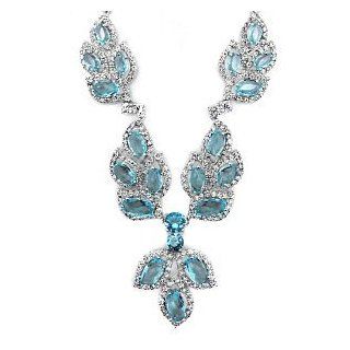 Emitations Keela's Graduated Aquamarine Leaf Fancy Necklace, Aquamarine, 1 ea Jewelry Products Jewelry