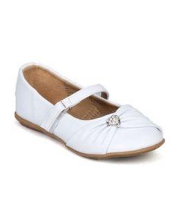 Little Angel Kammi 191D Leatherette Mary Jane Velcro Heart Pendant Ballerina Flat (Toddler/ Little Girl)   White Flats Shoes Shoes