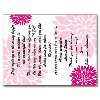 Fuchsia Pink Blush Floral Burst Candy Buffet Cards Post Cards