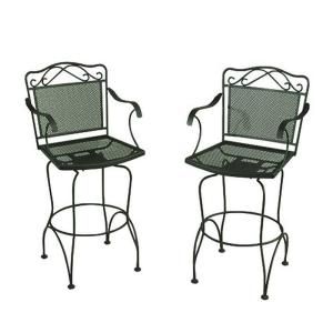 Wrought Iron Green Swivel Patio Bar Chairs (2 Pack) DISCONTINUED W3929 BAR GR
