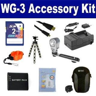   Pentax WG 3 Digital Camera Accessory Kit includes SDDLi92 Battery, SDM 192 Charger, KSD2GB Memory Card, SDC 23 Case, GP 22 Tripod, ZE VLK18 On Camera Lighting, ZELCKSG Care & Cleaning, ZE FS10 OR Underwater Accessories, HDMI6FMC AV & 