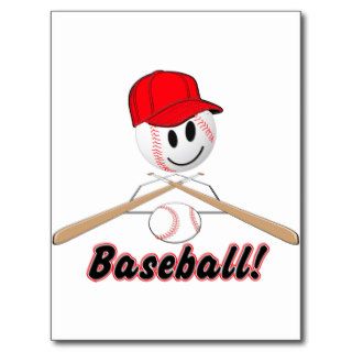 BASEBALL SMILEY FACE WITH HAT POSTCARD