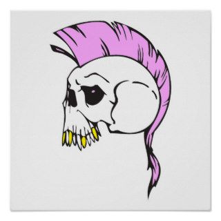 pink mohawk skull print