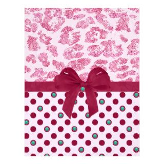 Girly Purple Ribbon Bow Pink Leopard Polka Dots Letterhead