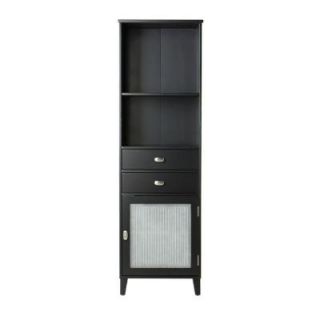 Home Decorators Collection Moderna 20 in. W Linen Cabinet with Glass Door in Black 1182700210